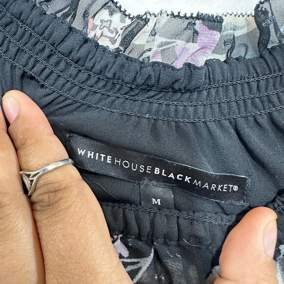 WHBM‎ Medium One Shoulder Blouse Whimsigoth Floral Purple Black Moody Midnight - Picture 5 of 9